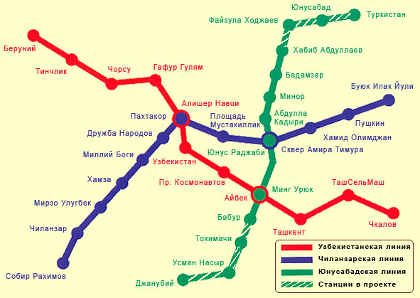 Ташкент: карта метро и туристическая