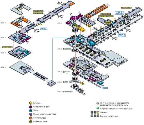 Схема терминалов аэропорта Брюсселя