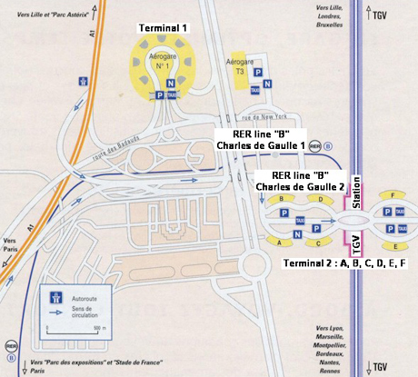 Схема ж/д станций аэропорта Шарля де Голля