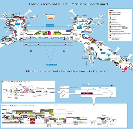 Схема терминалов аэропорта Орли