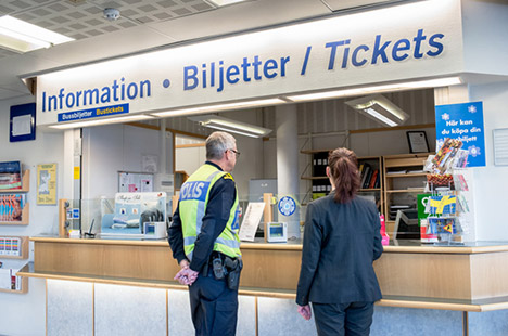 Ticket office in the terminal building at Stockholm-Vasteras Airport